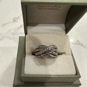 Judith Ripka sterling silver crossover ring